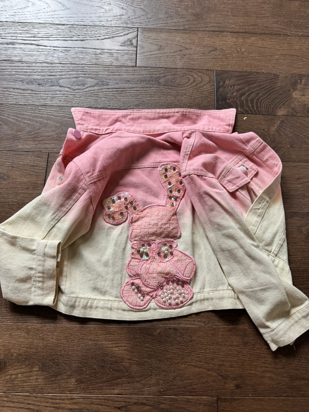Girls Pink & Cream Embroidered Sequin Jacket